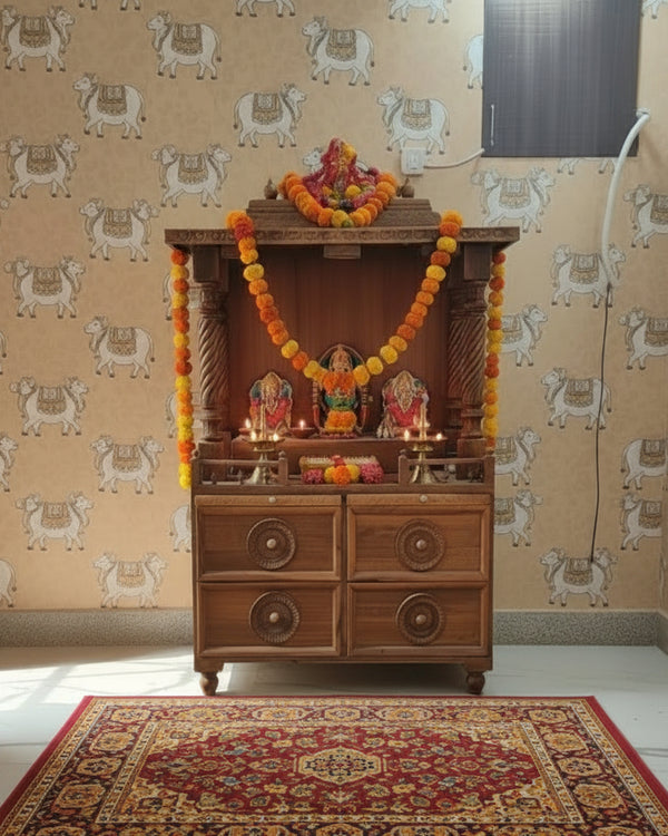 South Indian Style Solid Sheesham Wood Pooja Mandapam | DDASSMANDAP109 - D'DASS Store