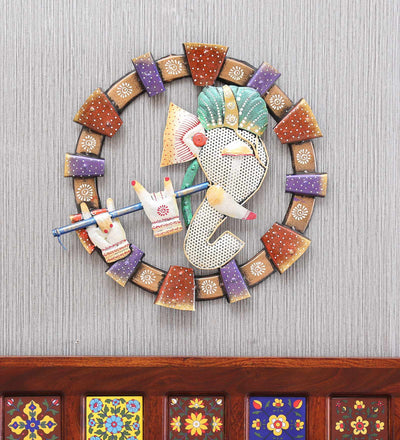 White Iron Gajanand Wall Hanging For Decor | Shri Ganesh pujan