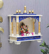 White Sheesham MDF Wooden Pooja Temple Puja Mandap for Office