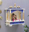 White Sheesham MDF Wooden Pooja Temple Puja Mandap for Office