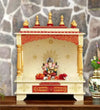 White Sheesham &amp; MDF Wall hanging Wooden Pooja Mandir for home