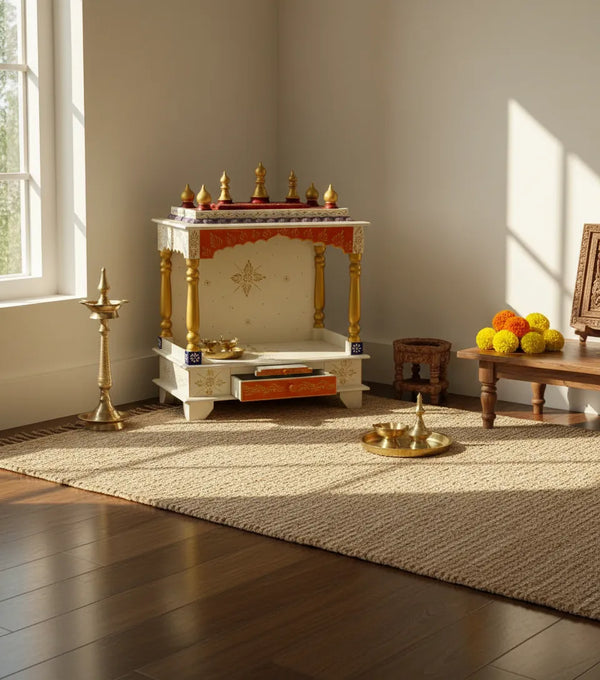 Wooden Pooja Temple & Puja Mandap For Home | DDASSWT2412SD_Open - D'DASS Store