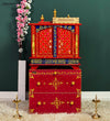 Wooden Pooja Temple & Puja Mandap with Cabinet for Home