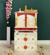 Wooden Pooja Temple & Puja Mandap with Cabinet for Home