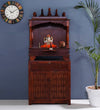 Wooden Pooja Temple & Puja Mandap with Cabinet for Home