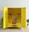 Yellow MDF Sheesham Big Wooden Pooja Cabinet With Door For Home & Office