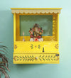 Yellow Sheesham MDF Wood Pooja Mandir For Home & Office