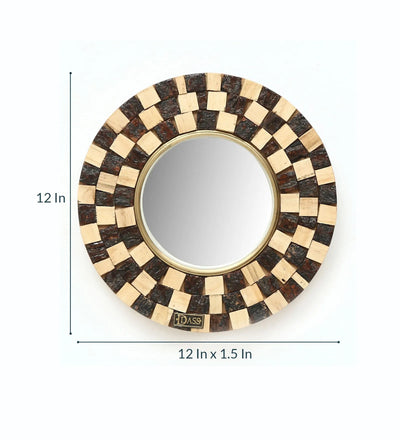 12 Inch Handmade Wooden work Decorative Wall Mirror - D'DASS Store