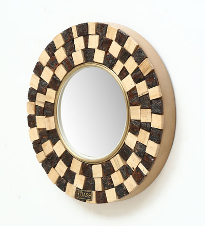 12 Inch Handmade Wooden work Decorative Wall Mirror - D'DASS Store