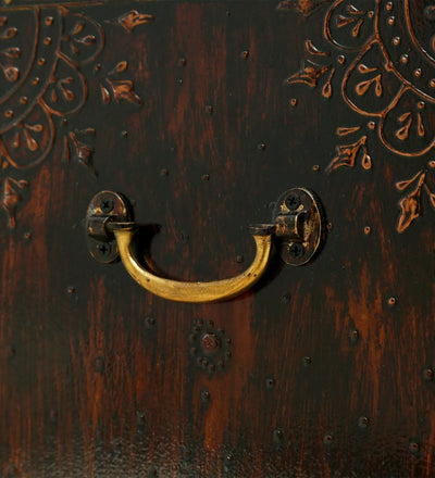 Copper MDF Sheesham Big Wooden Pooja Cabinet With Door For Home &amp; Office | DDASS2416_Copper - D'DASS Store