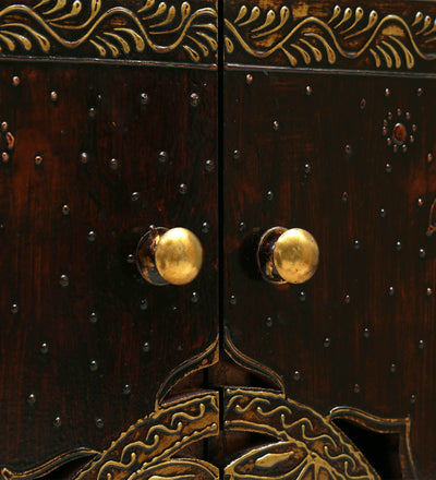 Copper MDF Sheesham Big Wooden Pooja Cabinet With Door For Home &amp; Office | DDASS2416_Copper - D'DASS Store