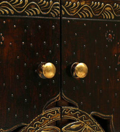 Copper MDF Sheesham Big Wooden Pooja Cabinet With Door For Home &amp; Office | DDASS2416_Copper - D'DASS Store