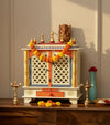 White Sheesham &amp; MDF Wooden Pooja Temple For House | DDASSWT2412SD - D'DASS Store