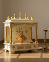 White Sheesham MDF Wooden Pooja Temple Puja Mandap for Home | 2412WG - D'DASS Store