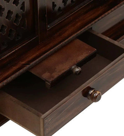 Dark Sheesham MDF Wooden Pooja Temple Mandir For Office - D'DASS Store