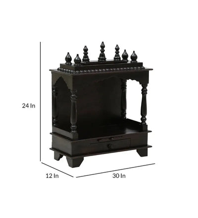 Sheesham MDF Wooden Pooja Temple For Office | DDASSWT2412DP - D'DASS Store