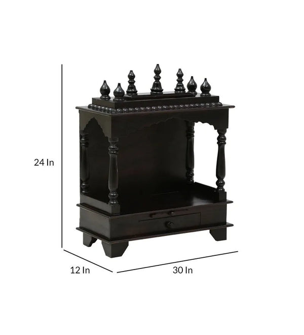 Sheesham MDF Wooden Pooja Temple For Office | DDASSWT2412DP - D'DASS Store