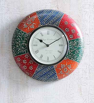 12" HandPainted Antique Wooden Wall Clock for Home | Wedding ceremony gift - D'DASS Store