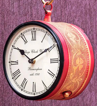 6" Red &amp; Gold Classic Double Sided Platform Wall Clock | DDASSST6RG - D'DASS Store