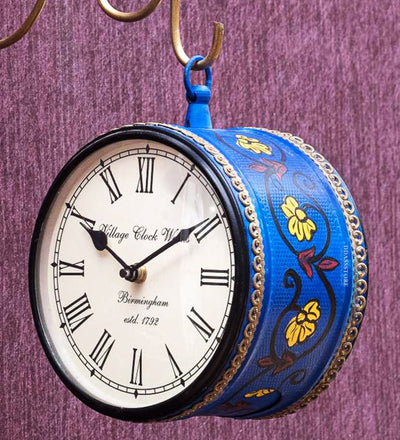 6" Blue &amp; Gold Classic Double Sided Platform Wall Clock | DDASSST6BL - D'DASS Store