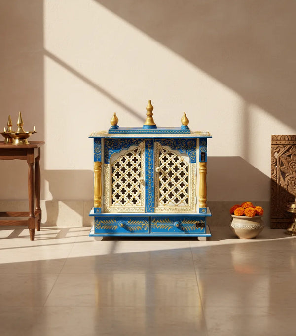 Sheesham MDF Wooden Pooja Temple Puja Mandap for Office | DDASSWT1822WM11 - D'DASS Store