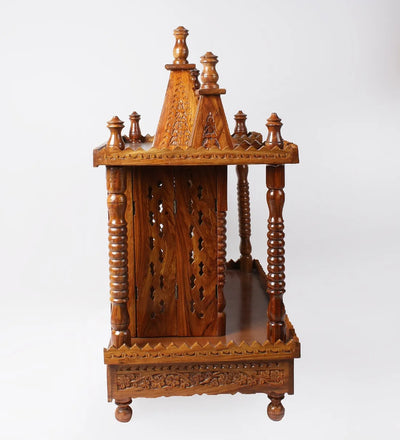 Sheesham MDF Wooden Pooja Temple Puja Mandap For Home | Foldable Mandir - D'DASS Store