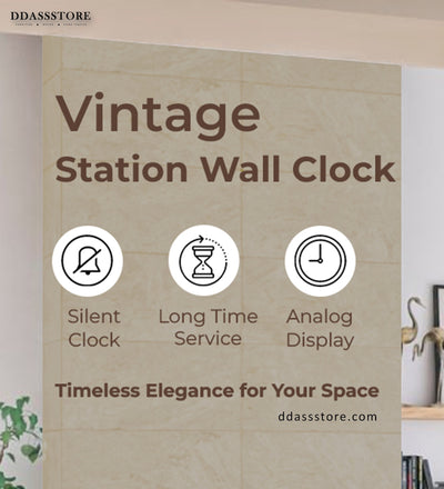 10" Brass Finish Iron Station Platform Wall Clock for Wall | Double Sided Clock