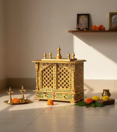 Wall Hanging Puja Temple Sheesham and MDF Wooden For Home | DDASSWT1822GD - D'DASS Store