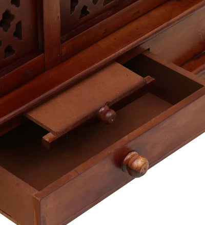 Honey finish Sheesham MDF Wooden Pooja Temple For Office | DDASSWT2412HPD - D'DASS Store