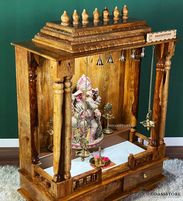 Solid Wood Pooja Mandir & Mandap with Gopuram - D'DASS Store