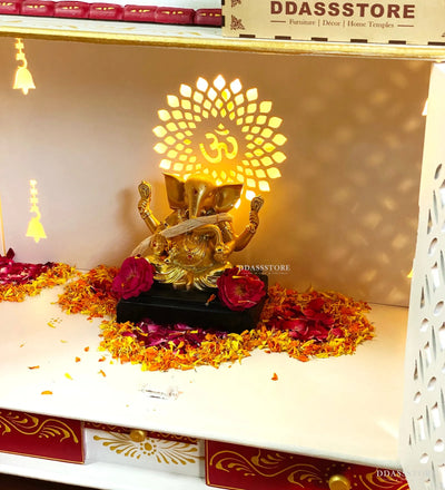 Sheesham Wood MDF Pooja Mandap with Gopuram for Home | DDASSWT3211WRD - D'DASS Store