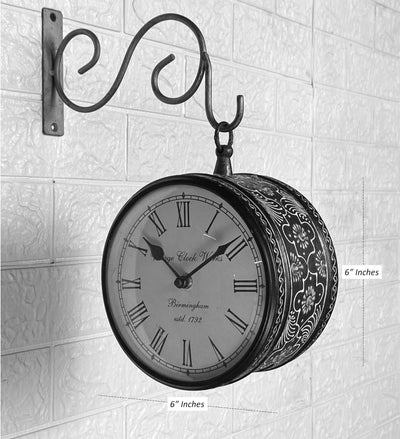 6" Brown Classic Double Sided Platform Wall Clock