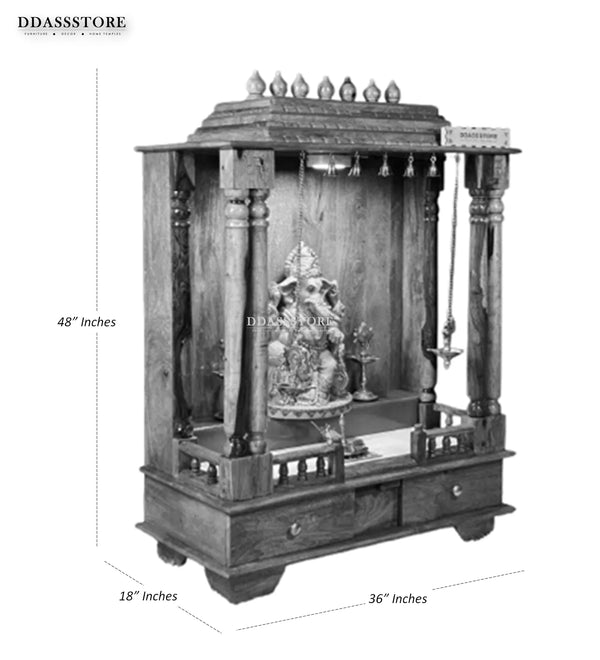 Solid Wood Pooja Mandir & Mandap with Gopuram - D'DASS Store