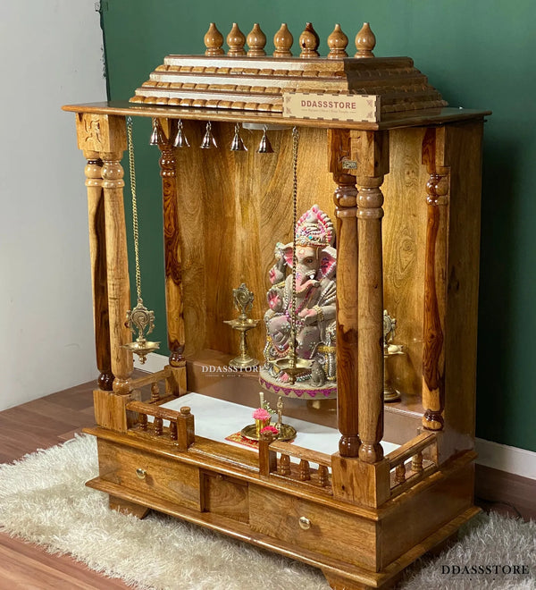 Solid Wood Pooja Mandir & Mandap with Gopuram - D'DASS Store