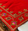 Handmade Red Velvet Puja Aasan | Puja Altar Cloth / Chowki Aasan / Kapda Mat for Puja Table for Puja Home Mandir and Temple - D'DASS Store