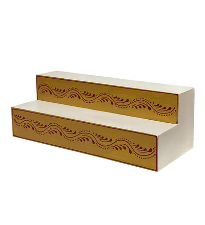 White Handpainted Steps Altar for Wooden Home Temple | GOLU Stand Kolu Padi (Set of 2) - D'DASS Store