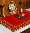 Handmade Red Velvet Puja Aasan | Puja Altar Cloth / Chowki Aasan / Kapda Mat for Puja Table for Puja Home Mandir and Temple - D'DASS Store