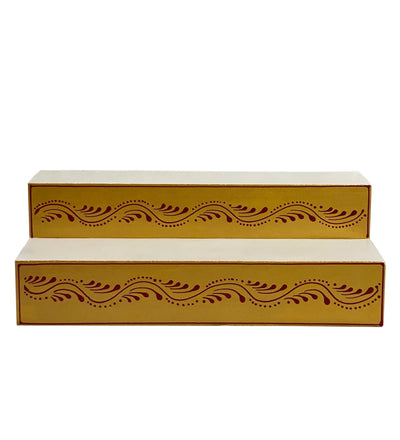 White Handpainted Steps Altar for Wooden Home Temple | GOLU Stand Kolu Padi (Set of 2) - D'DASS Store