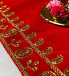 Handmade Red Velvet Puja Aasan | Puja Altar Cloth / Chowki Aasan / Kapda Mat for Puja Table for Puja Home Mandir and Temple