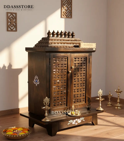 Wooden Pooja Temple Or Mandap for Home & Office | For Ganesh Pujan | DDASSWTSolid-3 - D'DASS Store