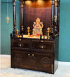 South Indian Style Solid Sheesham Wood Pooja Mandapam with Cabinet - D'DASS Store