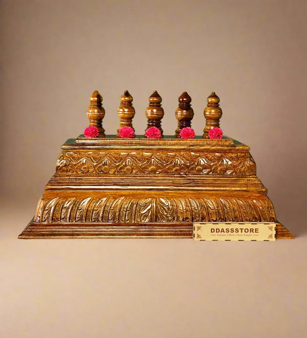 Hand Carved Solid Wood Gopuram for Pooja Mandapam | DDASSGPRM12 - D'DASS Store