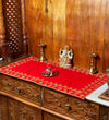 Handmade Red Velvet Puja Aasan | Puja Altar Cloth / Chowki Aasan / Kapda Mat for Puja Table for Puja Home Mandir and Temple