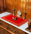 Handmade Red Velvet Puja Aasan | Puja Altar Cloth / Chowki Aasan / Kapda Mat for Puja Table for Puja Home Mandir and Temple