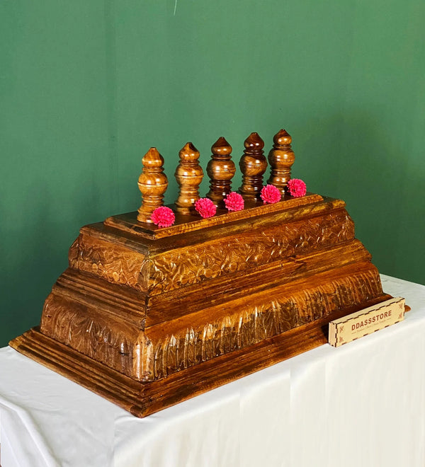Hand Carved Solid Wood Gopuram for Pooja Mandapam | DDASSGPRM12 - D'DASS Store