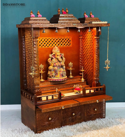 South Indian Style Solid Sheesham Wood Pooja Mandapam | Pooja Altar - D'DASS Store