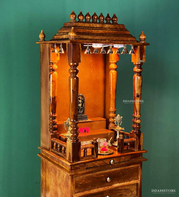 Ram Darbar Temple - South Indian Style Solid Sheesham Wood Pooja Mandir - D'DASS Store