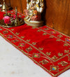 Handmade Red Velvet Puja Aasan | Puja Altar Cloth / Chowki Aasan / Kapda Mat for Puja Table for Puja Home Mandir and Temple - D'DASS Store