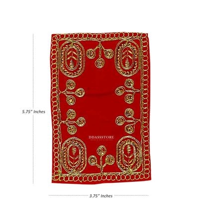 Handmade Red Velvet Puja Aasan | Puja Altar Cloth / Chowki Aasan / Kapda Mat for Puja Table for Puja Home Mandir and Temple - D'DASS Store
