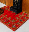 Handmade Red Velvet Puja Aasan | Puja Altar Cloth / Chowki Aasan / Kapda Mat for Puja Table for Puja Home Mandir and Temple